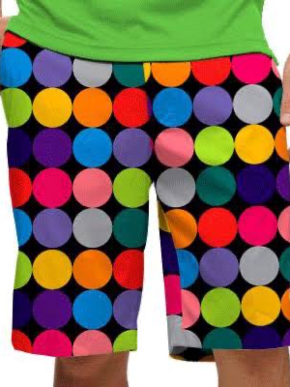 Loudmouth Golf Shorts Mens 32 Multi Polka Dot Stretch Cotton Flat Front Funky